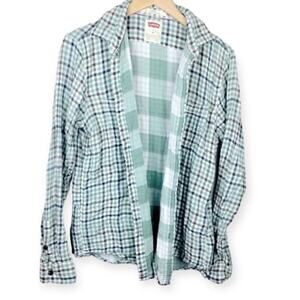 LEVI'S Mens Flannel Green Plaid Button Up Casual Knit Shirt MEDIUM Lightweight